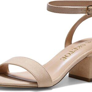 Wide Width Women's Faux Leather Platform Sandals 2.5INCH Chunky Heels Open Toe